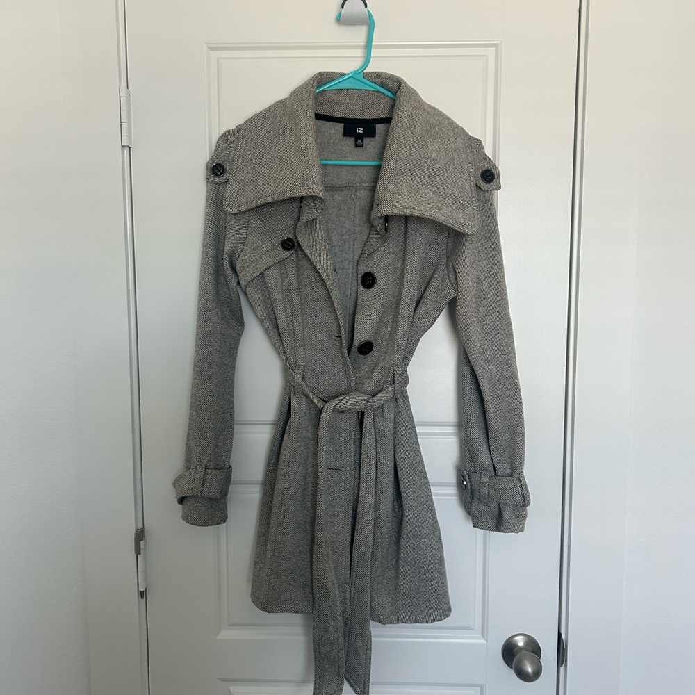 Iz Byer Heather Gray Trench Coat